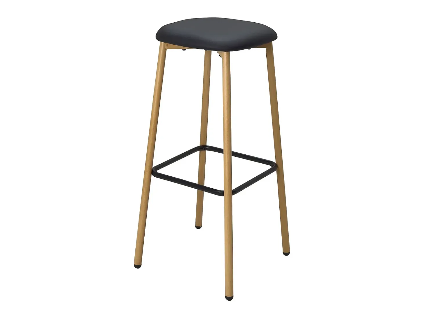 Taburetes de bar, altura del asiento 78 cm, patas de metal imitación haya, lote de 2 NES (Negro)