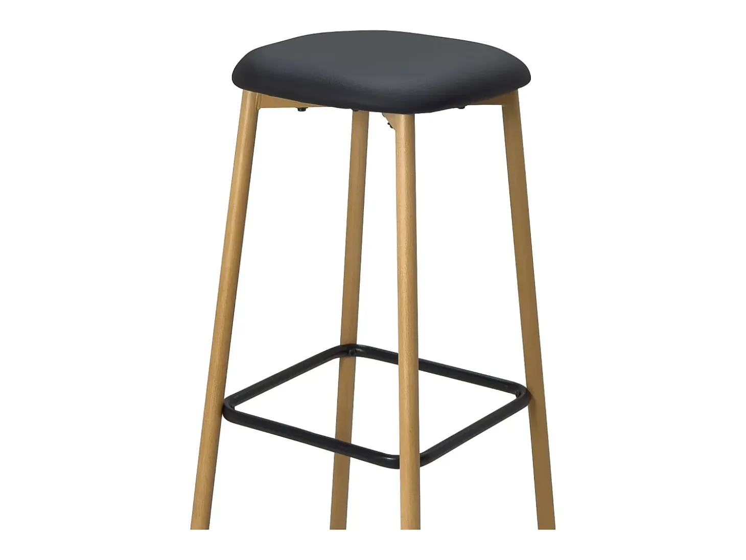 Taburetes de bar, altura del asiento 78 cm, patas de metal imitación haya, lote de 2 NES (Negro)