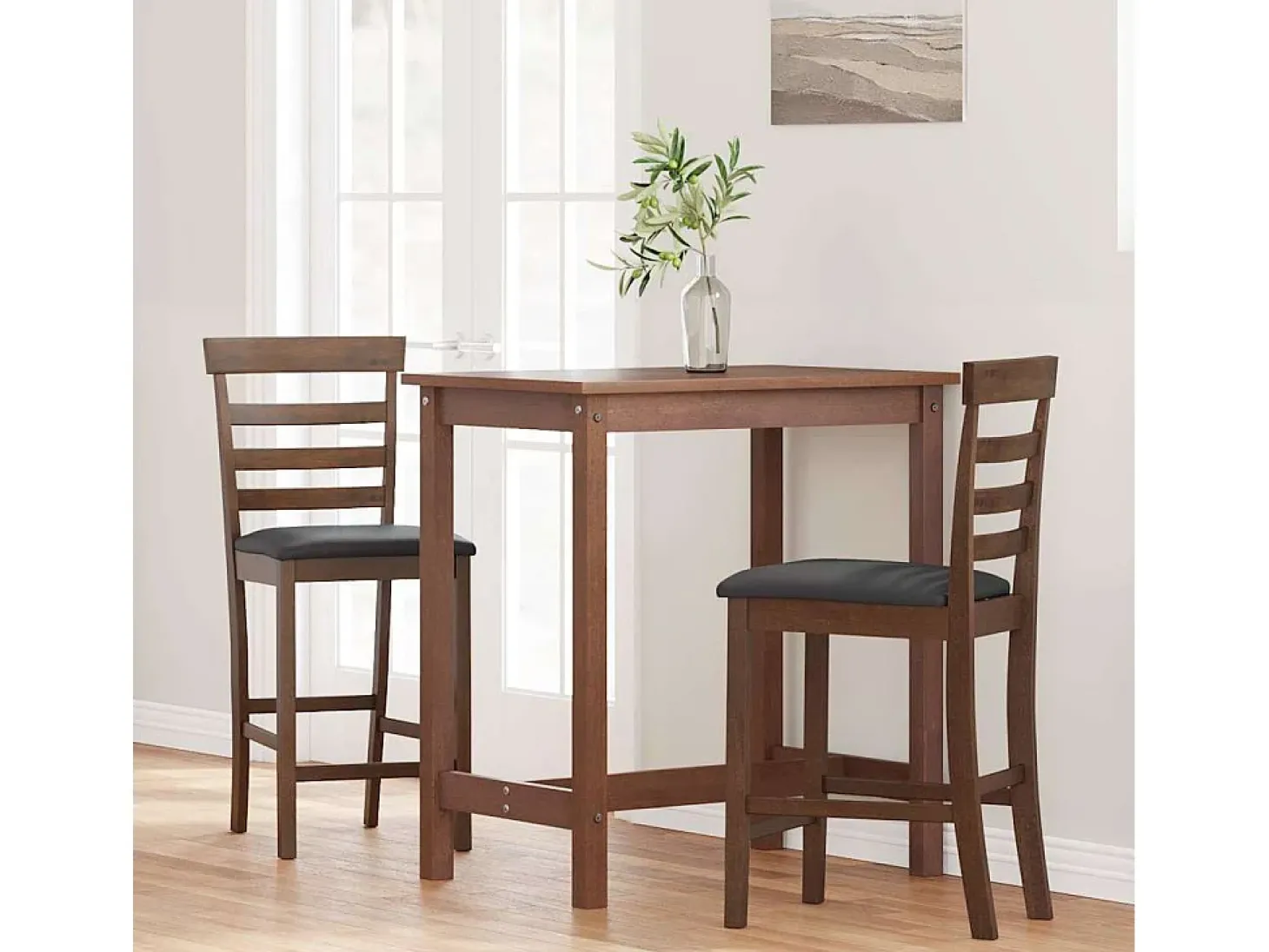 Taburetes de bar con cojines 2 piezas madera maciza de caucho marrón