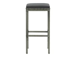 Taburetes de bar con cojines, juego de 2, gris, resina trenzada