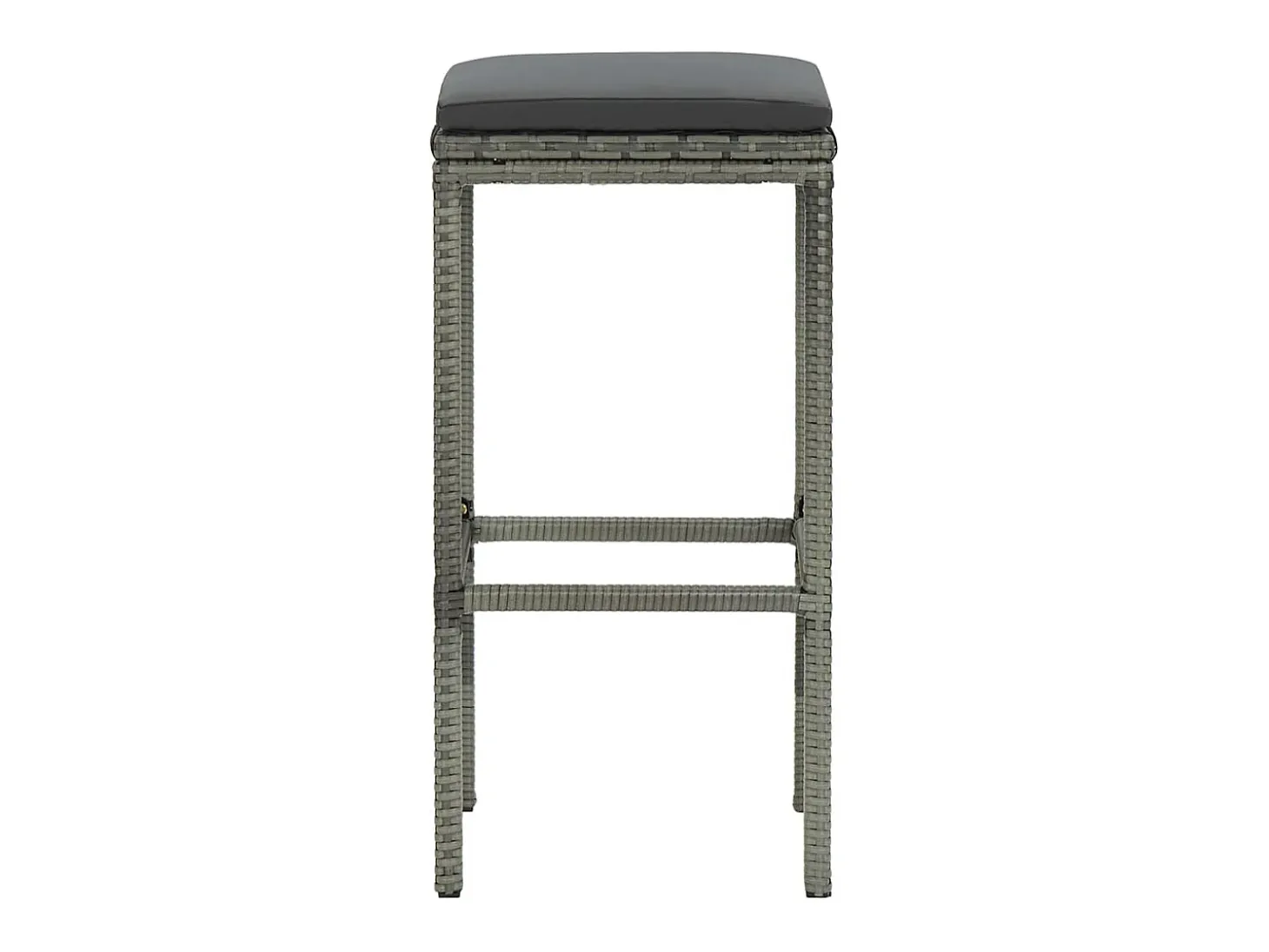 Taburetes de bar con cojines, juego de 2, gris, resina trenzada