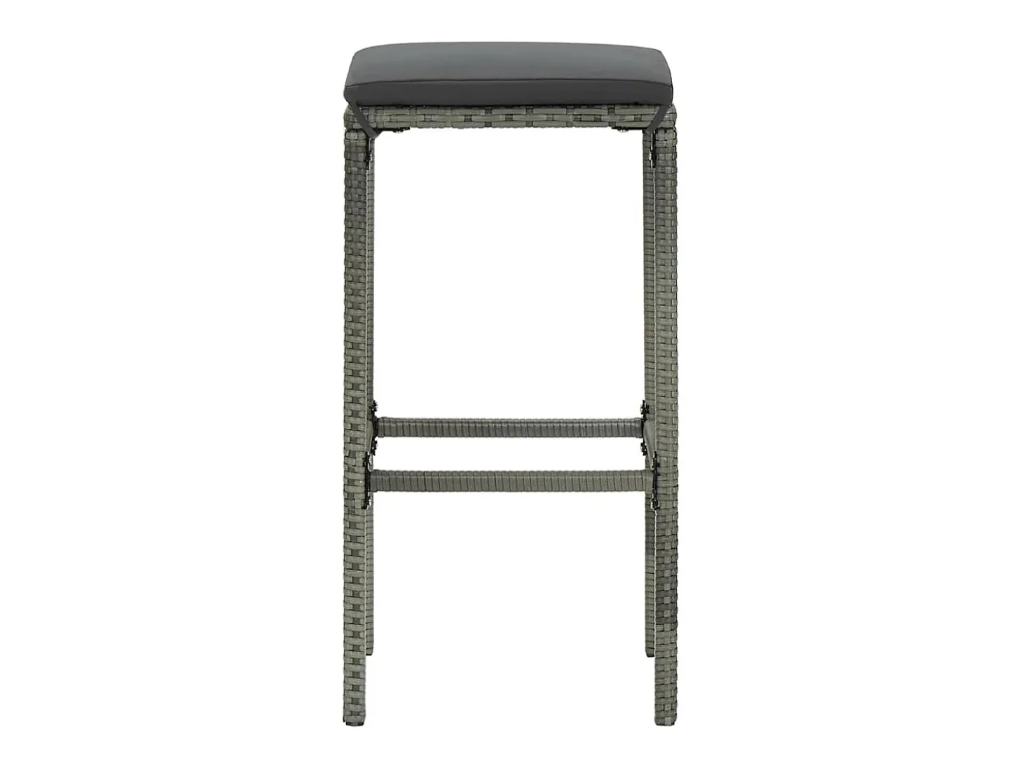 Taburetes de bar con cojines, juego de 2, gris, resina trenzada