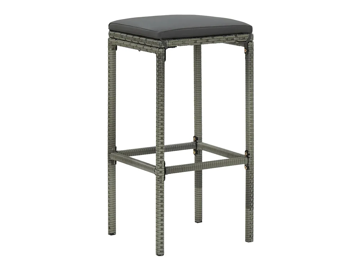 Taburetes de bar con cojines, juego de 2, gris, resina trenzada