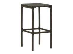 Taburetes de bar con cojines, juego de 2, marrón, resina tejida