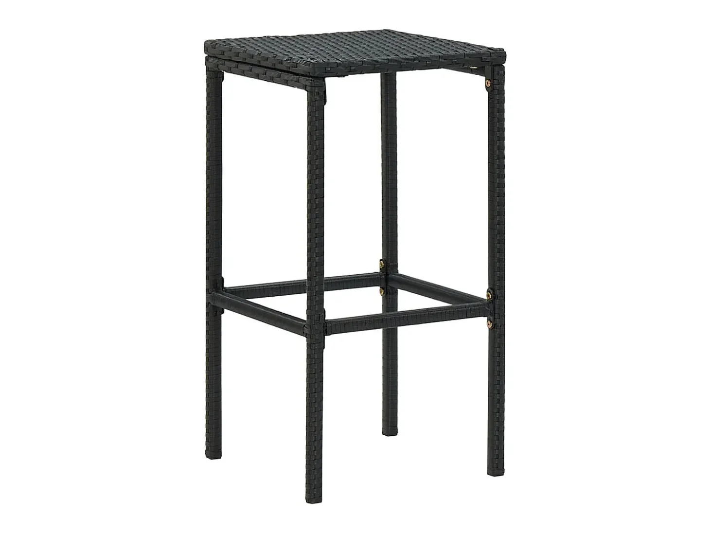 Taburetes de bar con cojines, juego de 2, color negro, resina trenzada