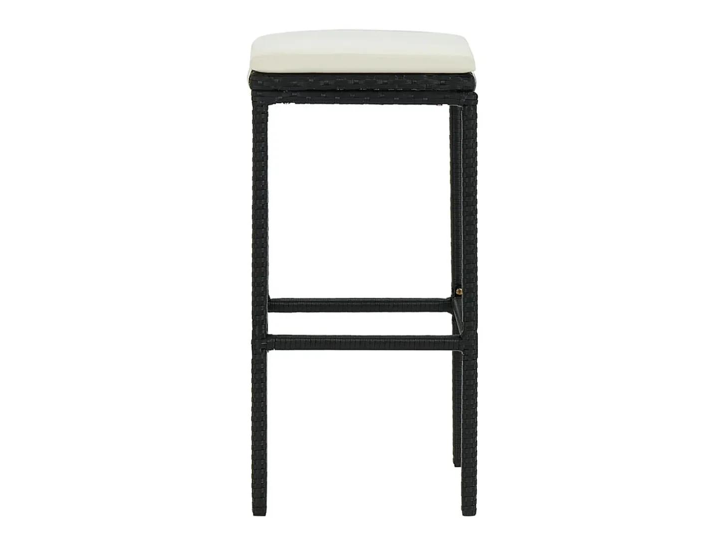 Taburetes de bar con cojines, juego de 2, color negro, resina trenzada