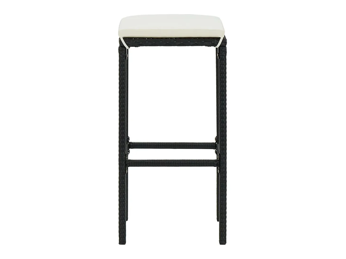 Taburetes de bar con cojines, juego de 2, color negro, resina trenzada