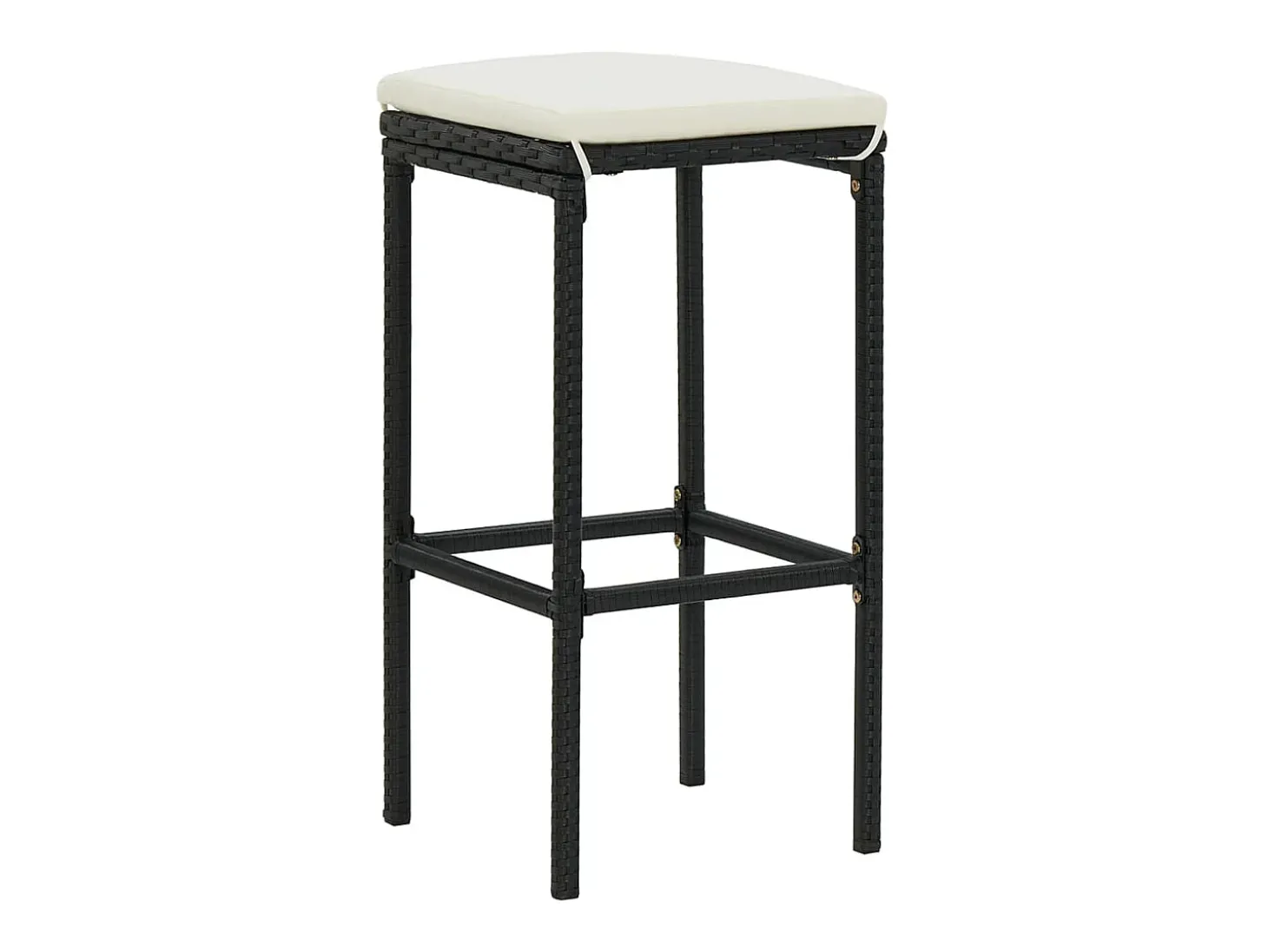 Taburetes de bar con cojines, juego de 2, color negro, resina trenzada