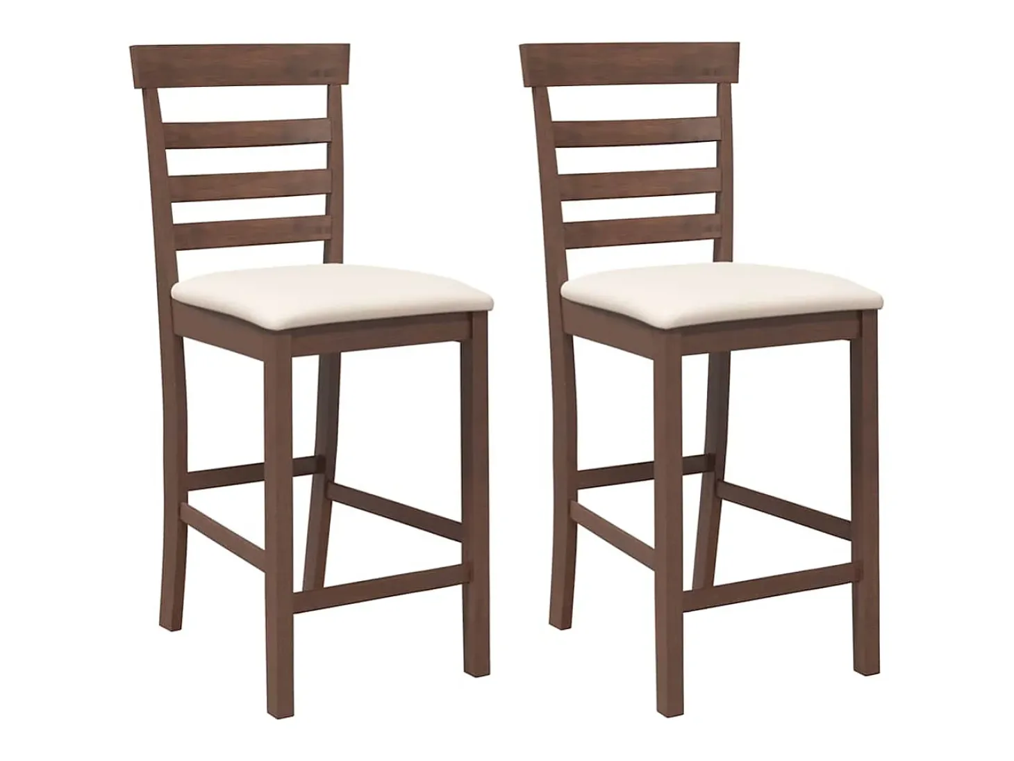 Taburetes de bar con cojines 2 piezas madera maciza de caucho marrón