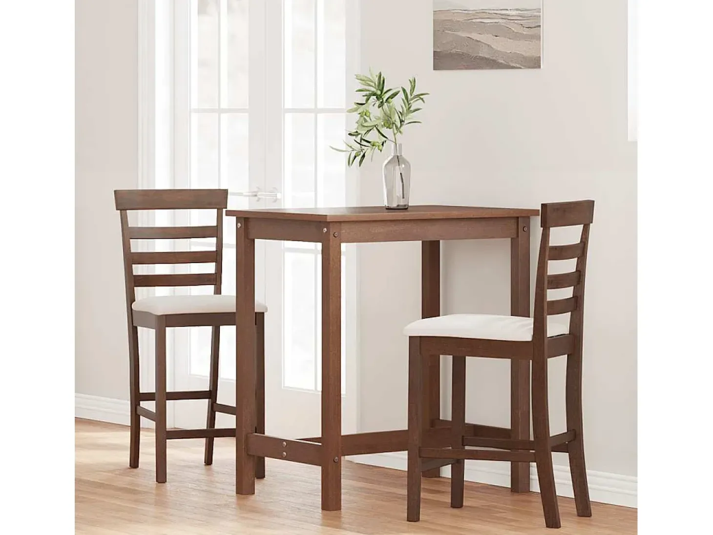 Taburetes de bar con cojines 2 piezas madera maciza de caucho marrón
