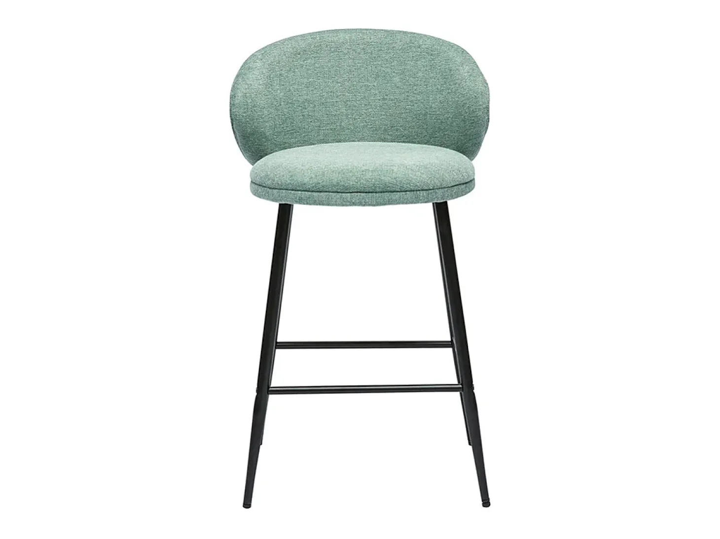 Taburetes de bar de diseño en tela efecto terciopelo texturizado celadón y metal negro (juego de 2) ROSALIE