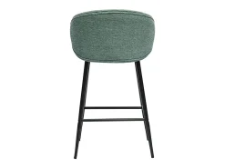 Taburetes de bar de diseño en tela efecto terciopelo texturizado celadón y metal negro (juego de 2) ROSALIE