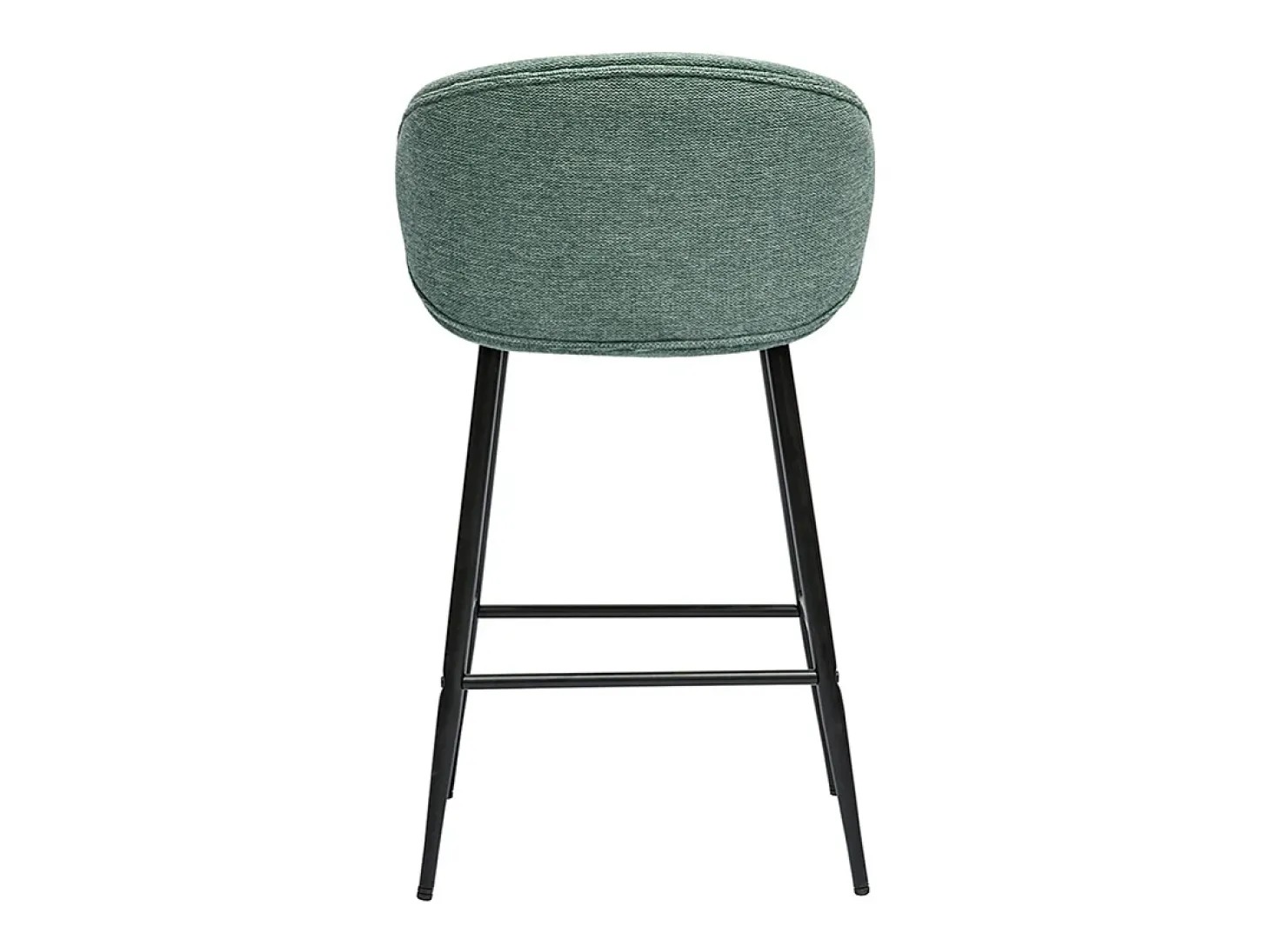 Taburetes de bar de diseño en tela efecto terciopelo texturizado celadón y metal negro (juego de 2) ROSALIE