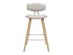 Taburetes de bar de diseño de terciopelo texturizado beige y madera clara de 69 cm de altura (juego de 2) VASCO