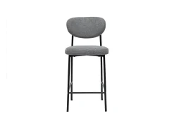 Taburetes de bar fijos de tela con efecto terciopelo texturizado de color gris claro H65 cm (juego de 2) BREKA
