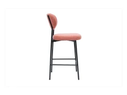 Taburetes de bar fijos de tela con efecto terciopelo texturizado terracota H65 cm (lote de 2) BREKA