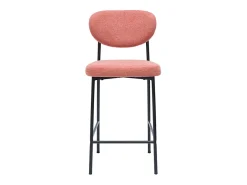 Taburetes de bar fijos de tela con efecto terciopelo texturizado terracota H65 cm (lote de 2) BREKA