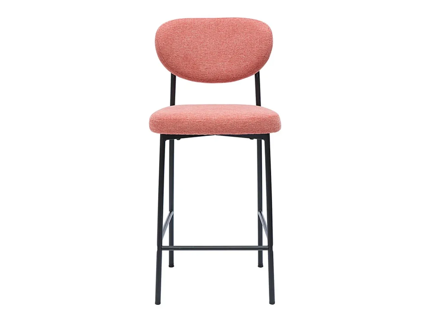 Taburetes de bar fijos de tela con efecto terciopelo texturizado terracota H65 cm (lote de 2) BREKA