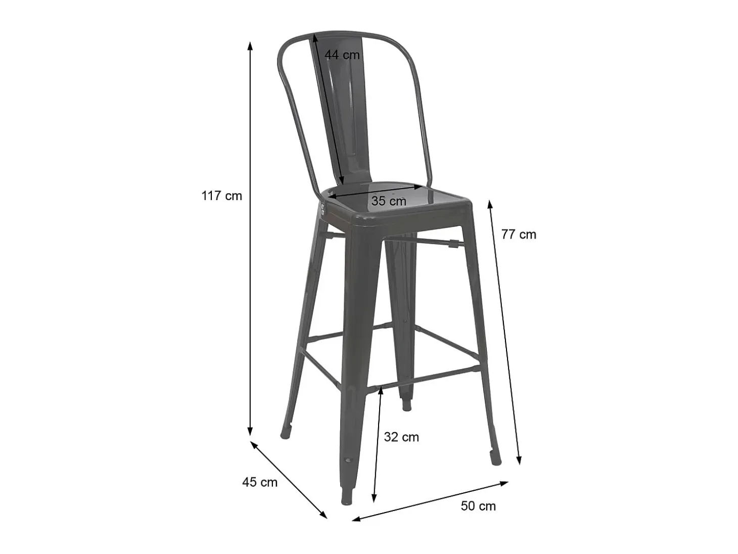 Taburetes de bar MCW-A73 metal (juego de 2), negro