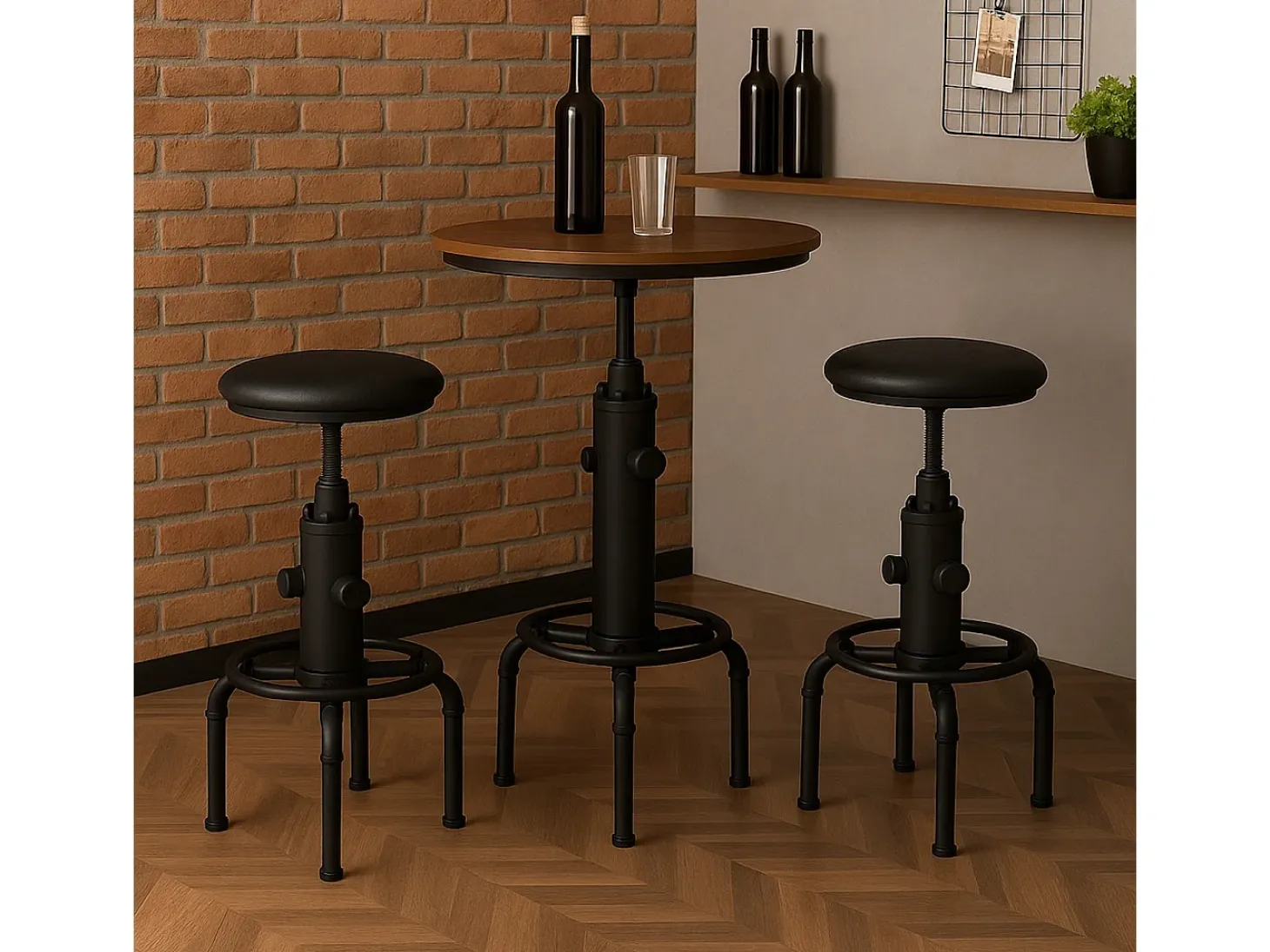 Taburetes de bar MCW-N23 (juego de 2), negro