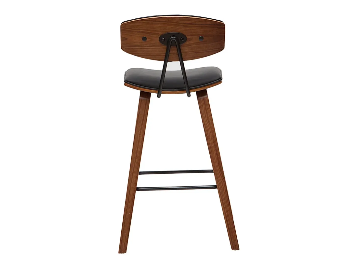 Taburetes de bar moderno negro y madera oscura A69 cm (lote de 2) VASCO