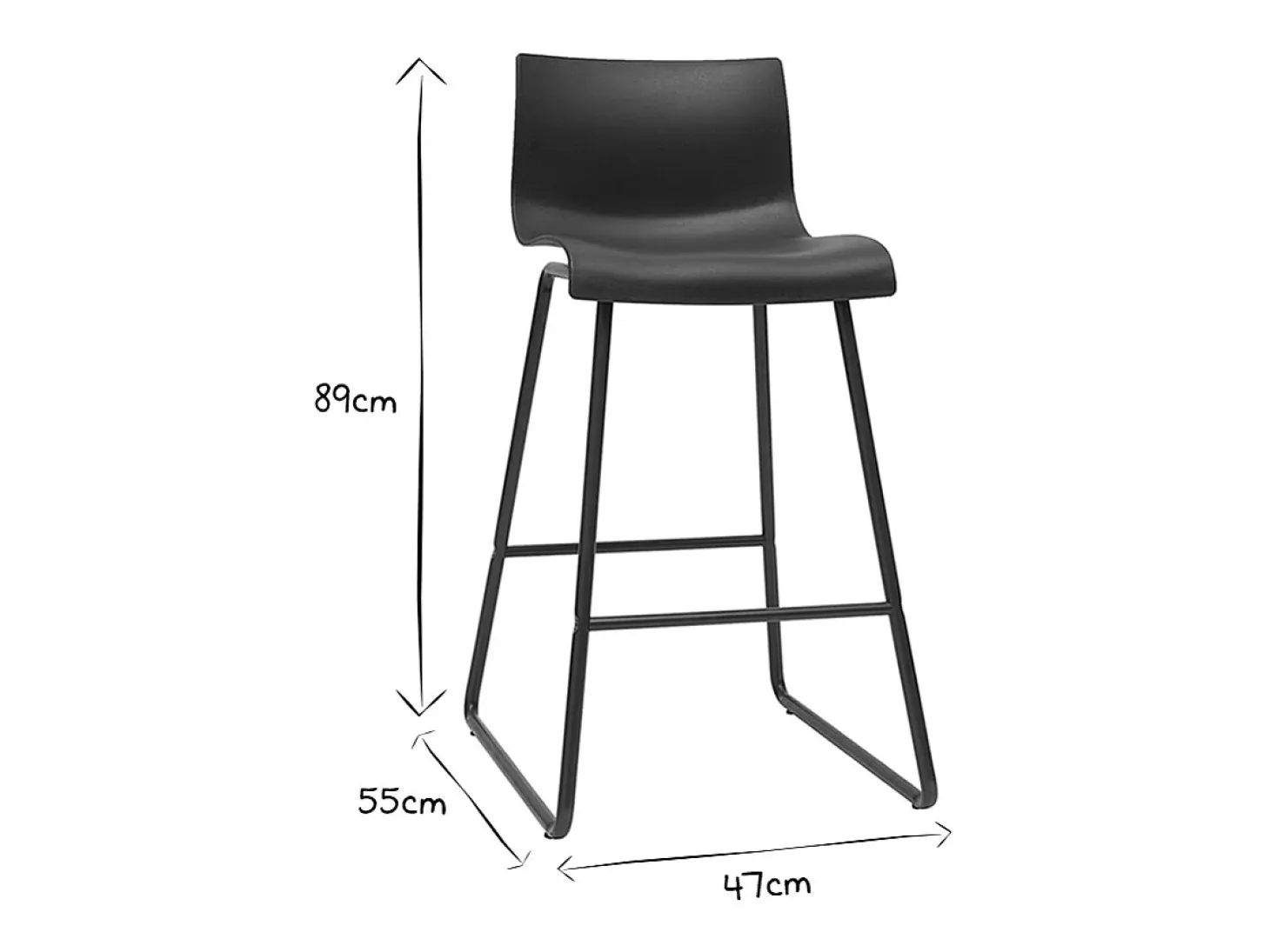 Taburetes de bar modernos negros 65 cm (lote de 2) ONA