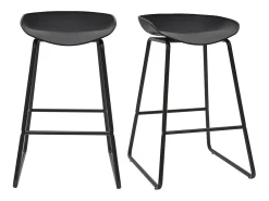 Taburetes de bar modernos negros con patas en metal 65 cm (lote de 2) PEBBLE
