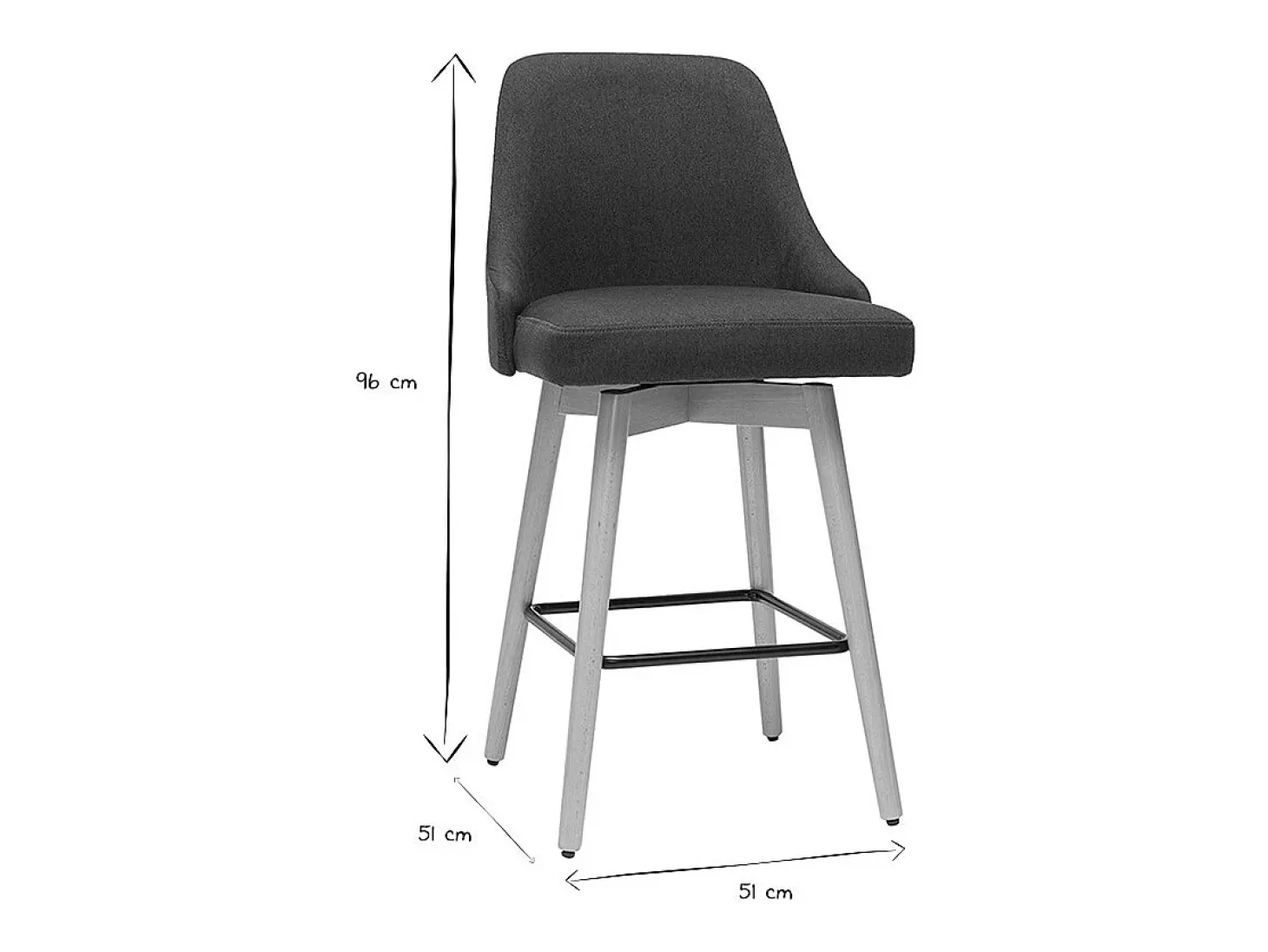 Taburetes de bar nórdicos giratorios gris oscuro A65 cm (lote de 2) HASTA