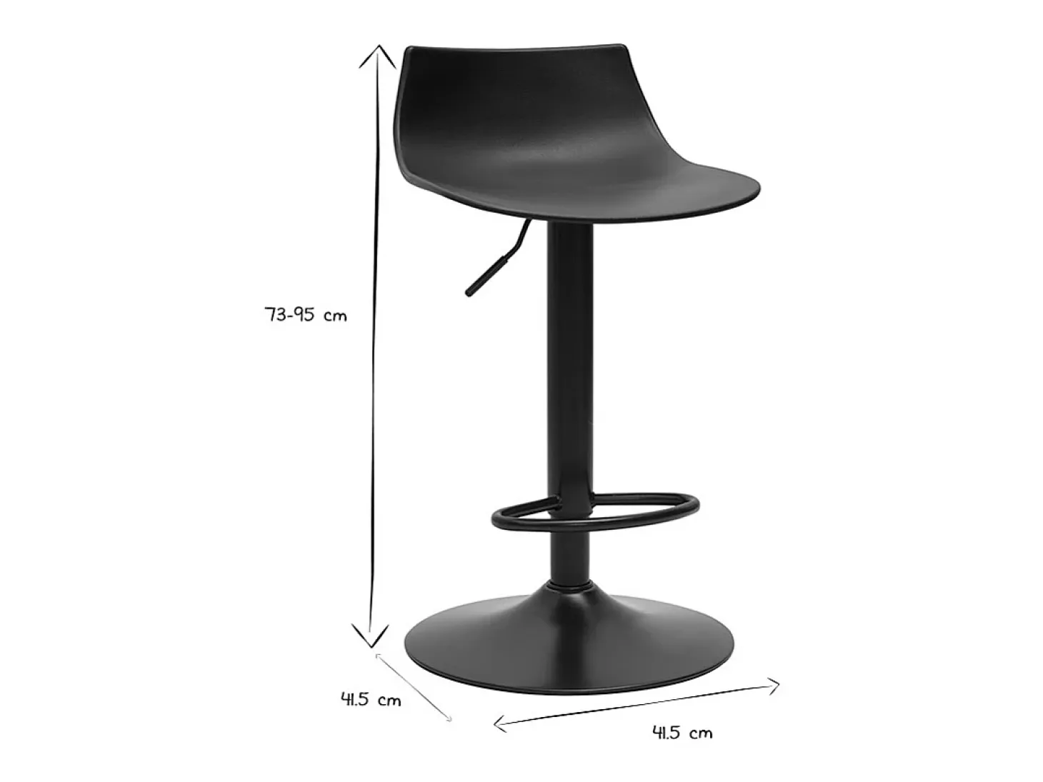 Taburetes de bar regulables en diseño negro (juego de 2) KELLY