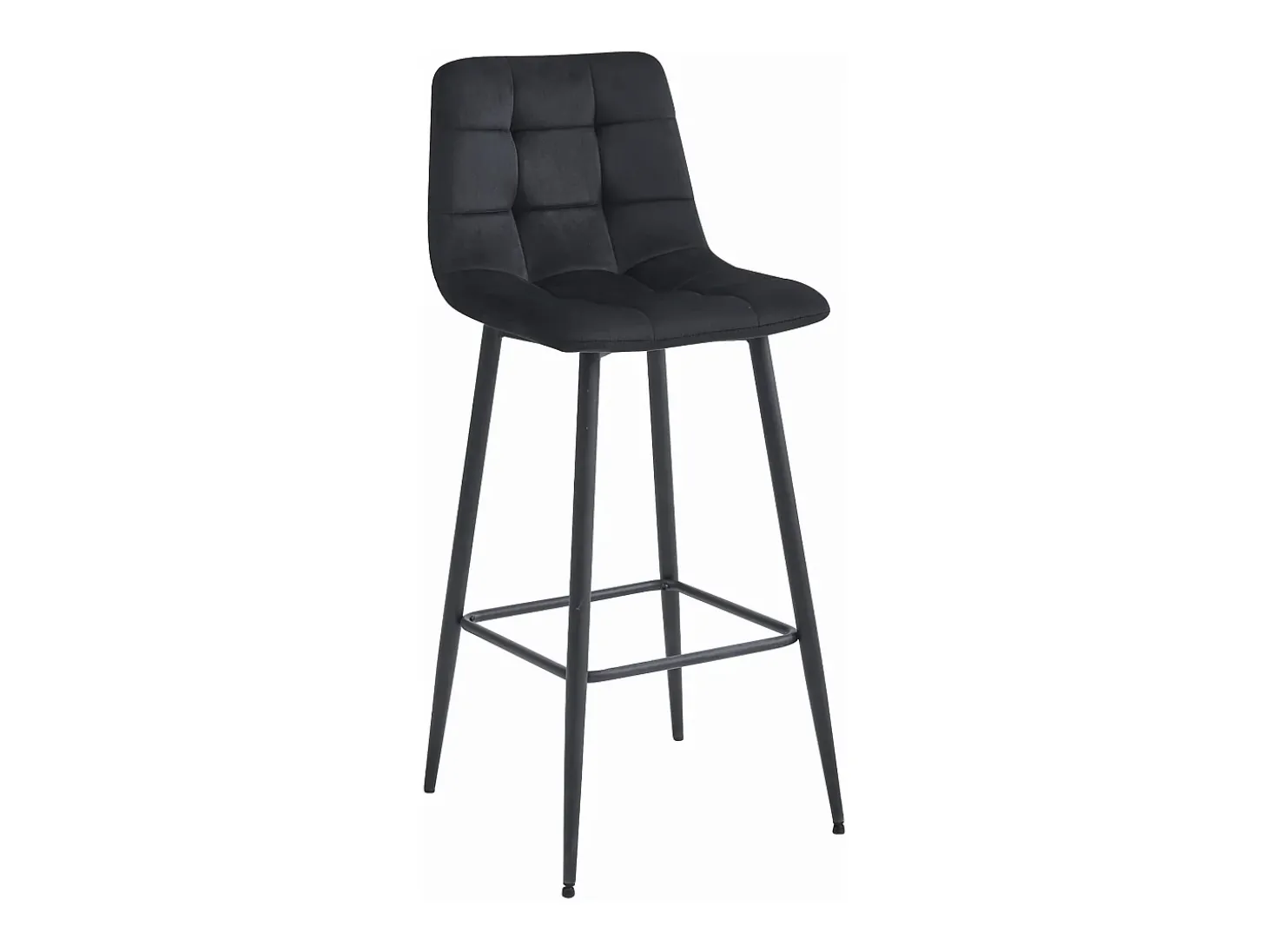 Taburetes de bar Valora TEOTO de terciopelo negro con patas de acero negro x3