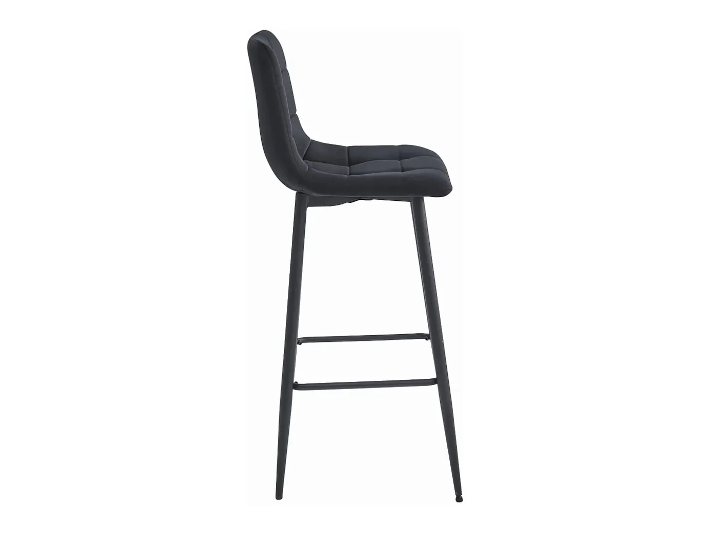 Taburetes de bar Valora TEOTO de terciopelo negro con patas de acero negro x3