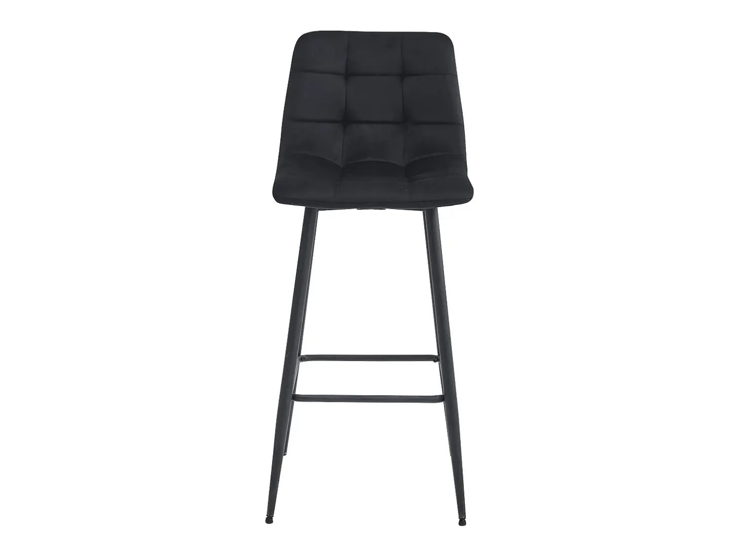 Taburetes de bar Valora TEOTO de terciopelo negro con patas de acero negro x3