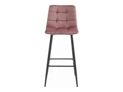 Taburetes de bar Valora TEOTO de terciopelo rosa oscuro con patas de acero negro x3
