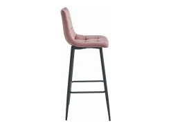 Taburetes de bar Valora TEOTO de terciopelo rosa oscuro con patas de acero negro x3