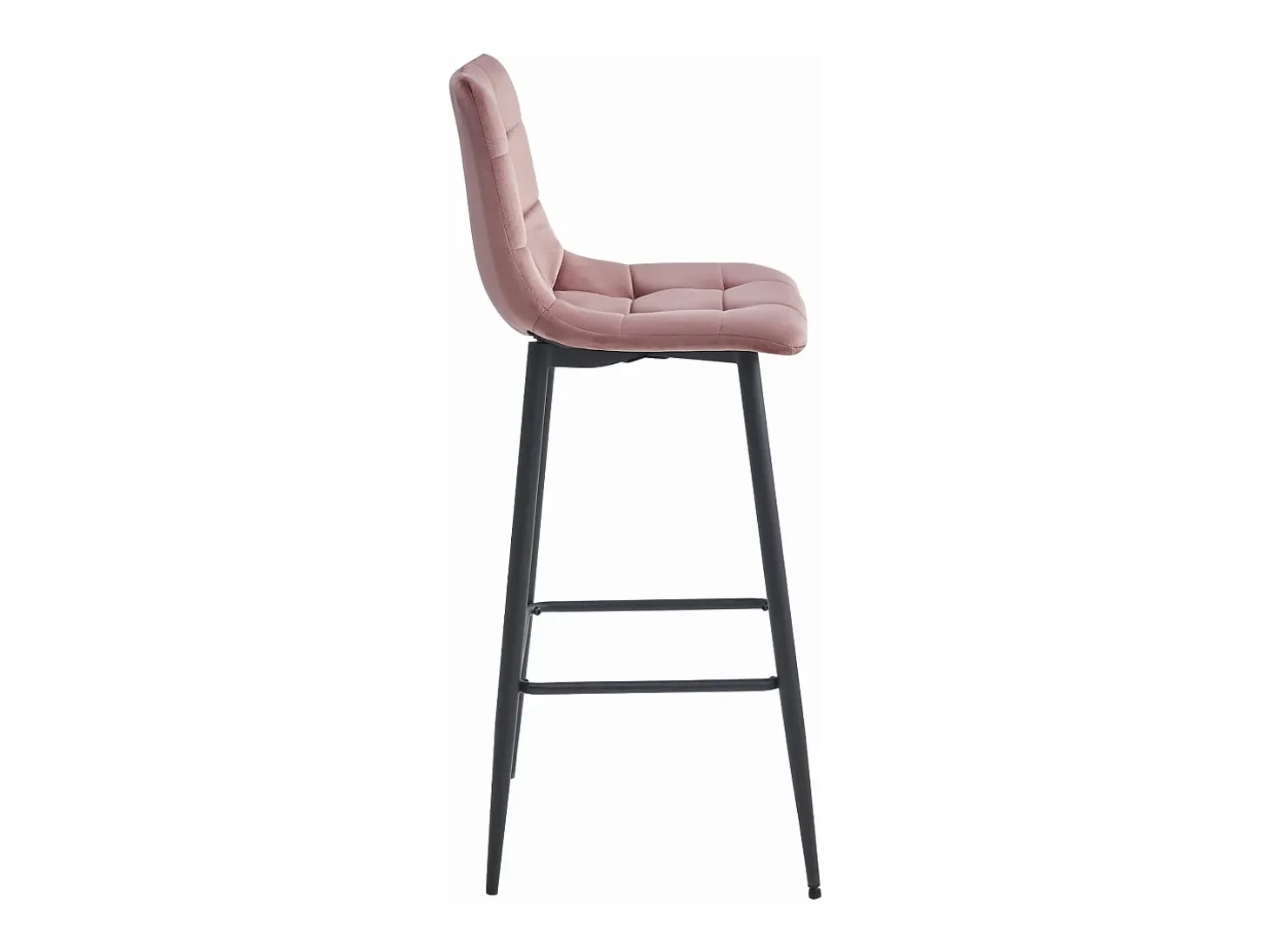 Taburetes de bar Valora TEOTO de terciopelo rosa oscuro con patas de acero negro x3