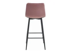 Taburetes de bar Valora TEOTO de terciopelo rosa oscuro con patas de acero negro x3