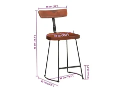 Taburetes de barra 2 uds madera maciza de mango 49x43x79 cm