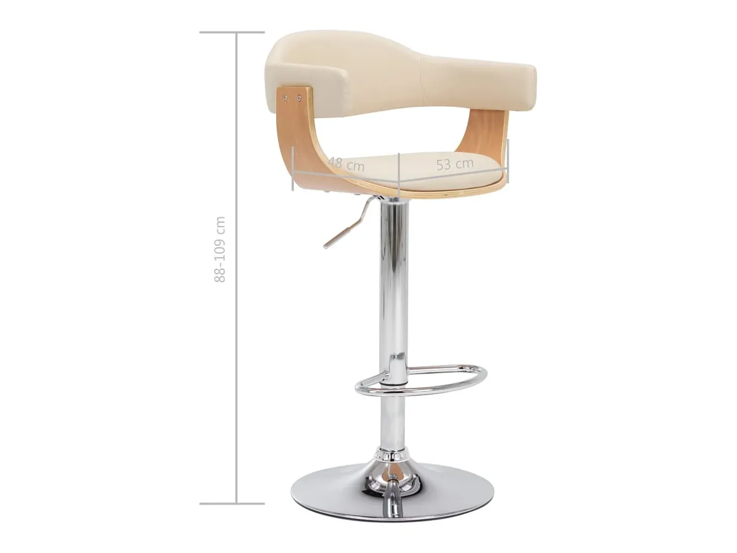 Taburetes de cocina 2 uds madera curvada cuero sintético crema