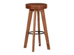 Taburetes de cocina 2 uds cuero auténtico madera maciza acacia