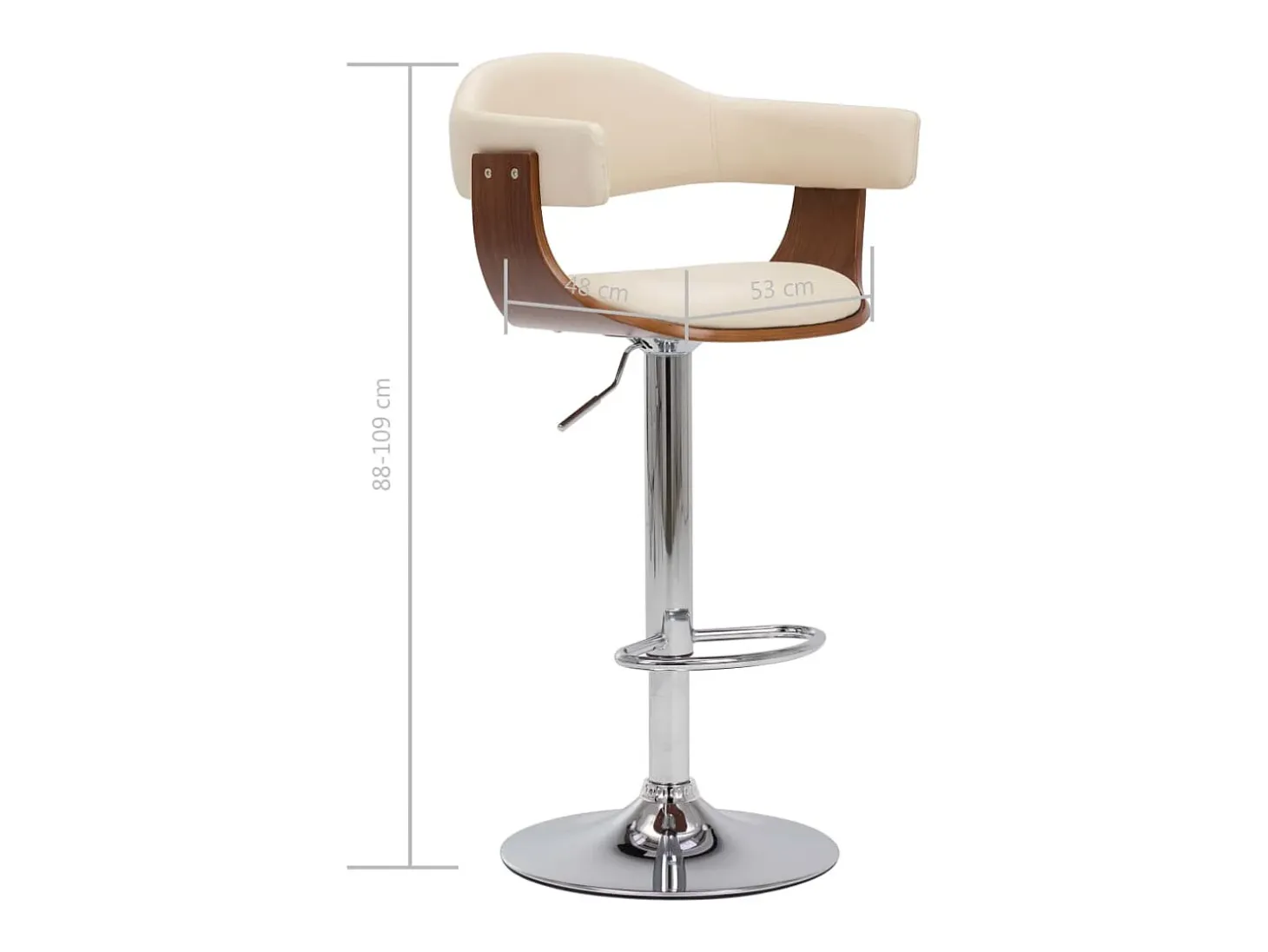 Taburetes de cocina 2 uds madera curvada cuero sintético crema