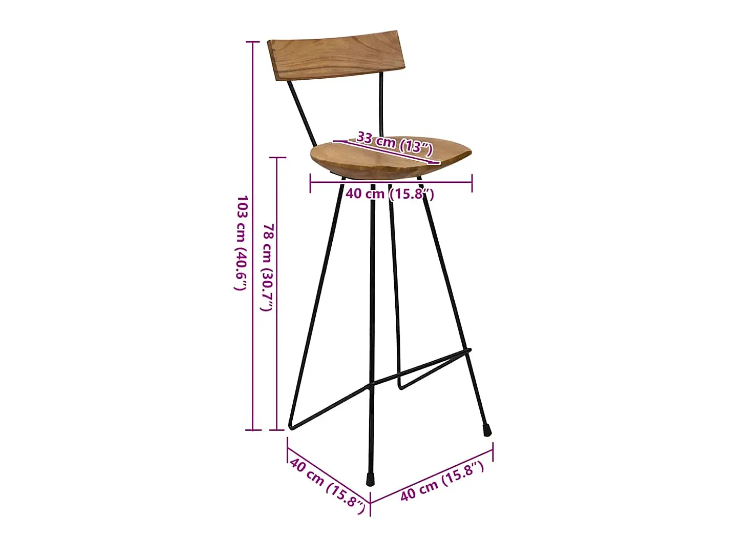 Taburetes de cocina 2 unidades madera maciza de teca
