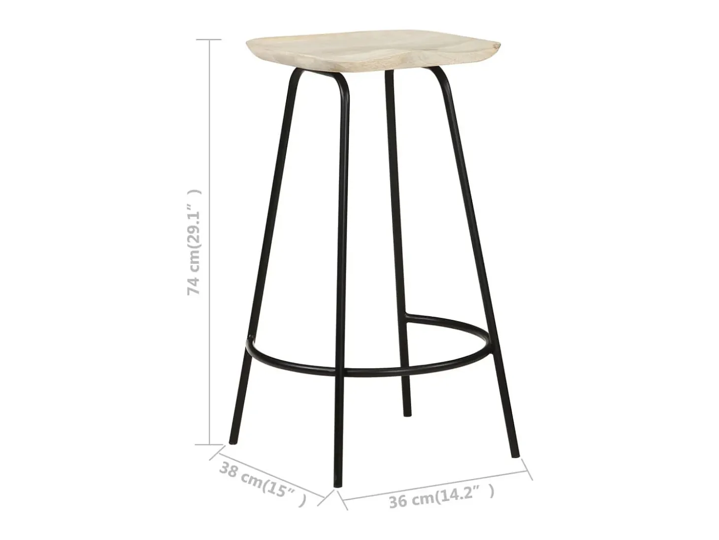 Taburetes de cocina 4 unidades madera maciza de mango