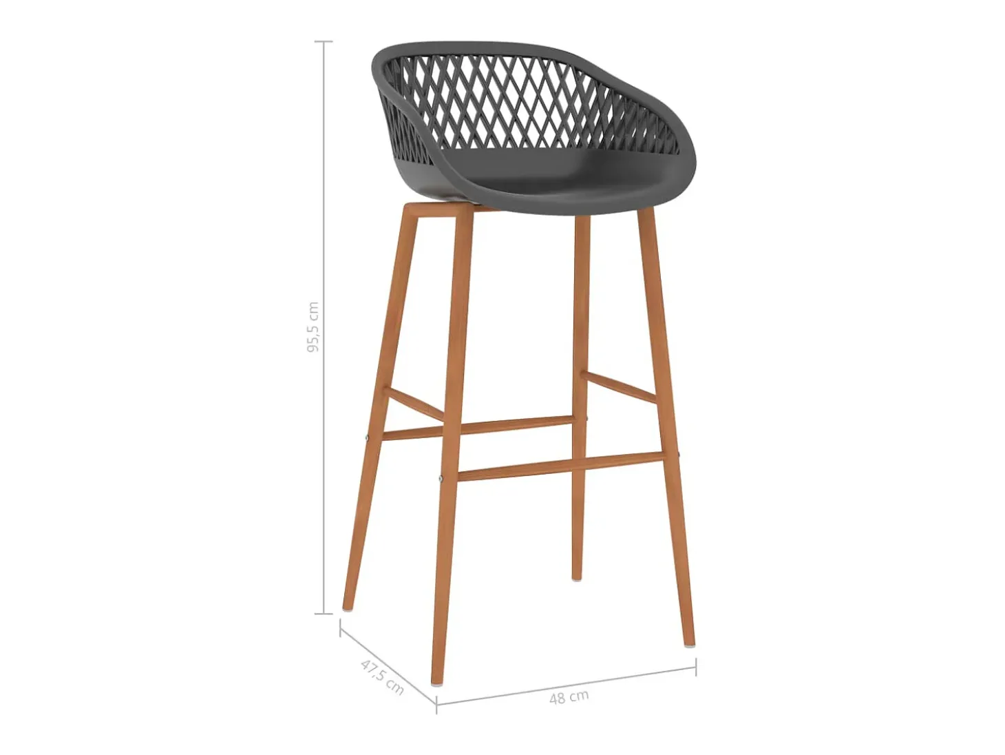 Taburetes de cocina 2 unidades gris