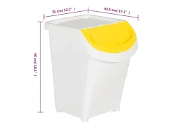 Tarrant Cubos de basura apilables con tapa 3 uds PP blanco 120 L