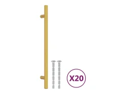 Tiradores para armarios 20 uds acero inoxidable dorado 192 mm