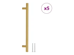 Tiradores para armarios 5 uds acero inoxidable dorado 192 mm