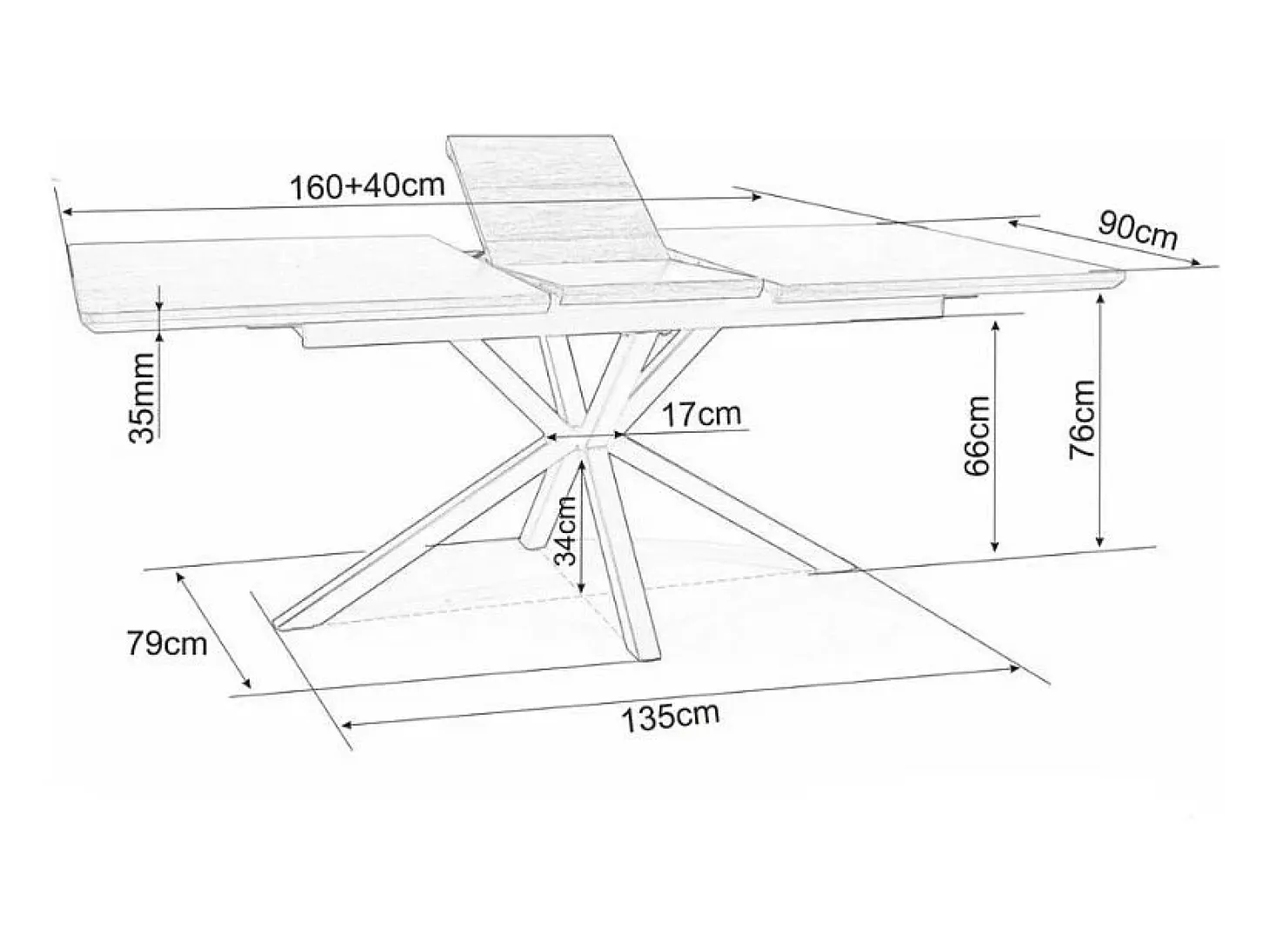 Tommy mesa de comedor extensible de nogal 160-200 cm