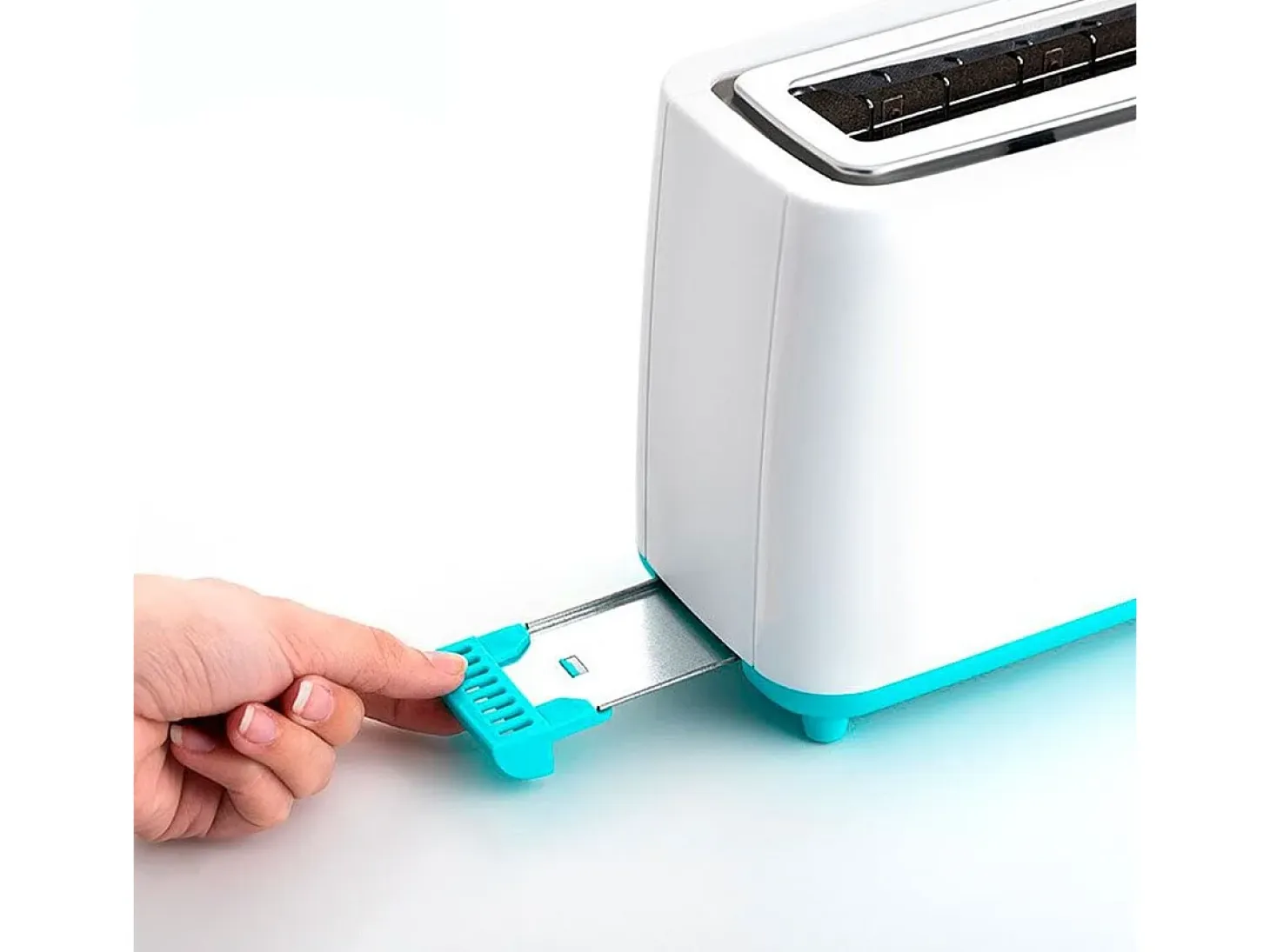 Tostador Gallery Dcook 800W ranura larga 3 funciones 7 posiciones de tostado blanco/azul