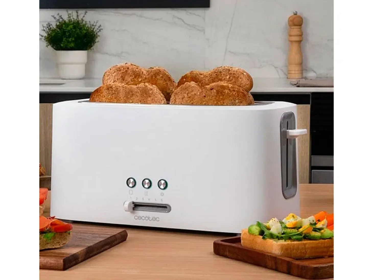 Tostadora de doble ranura Toast&Taste 16000 Extra Double White Cecotec 1630W blanco