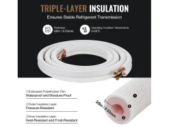 Tubo SucceBuy Kit de Líneas Mini Split 6,4 x 12,7 mm x 4876,8 mm Tubo de Cobre para AC con Cable de Conexión